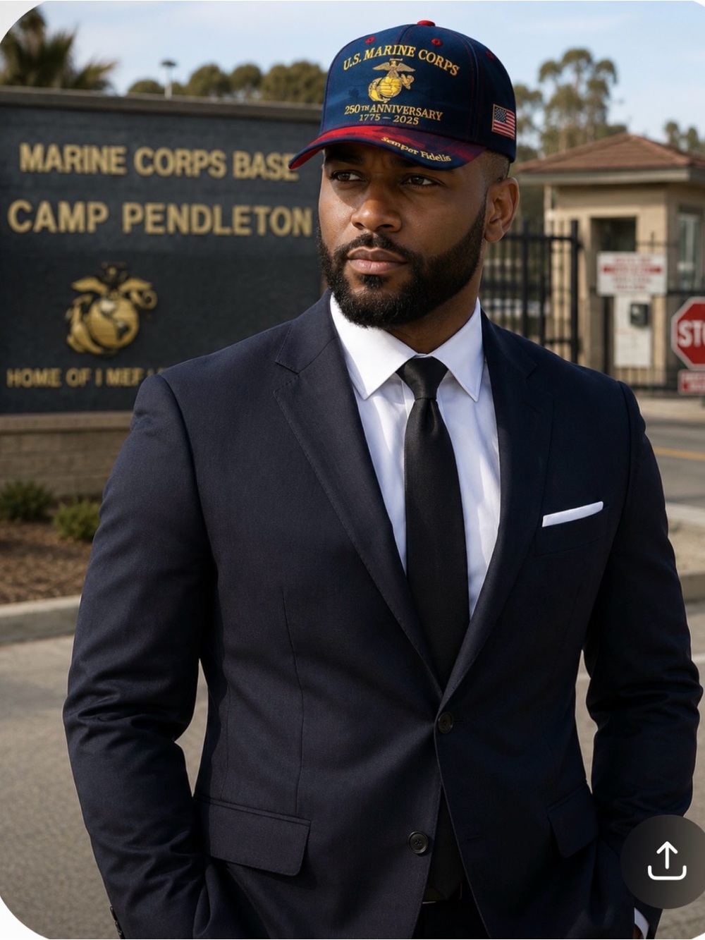U.S. Marine Corps 250th Anniversary Navy & Red Baseball Cap - Semper Fidelis